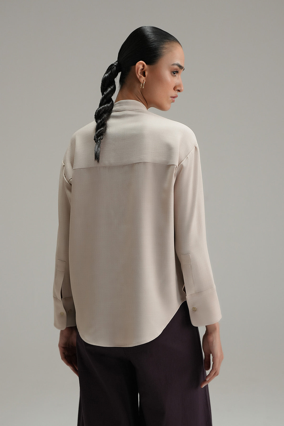 Band Cross Hatch Button Down-Sand