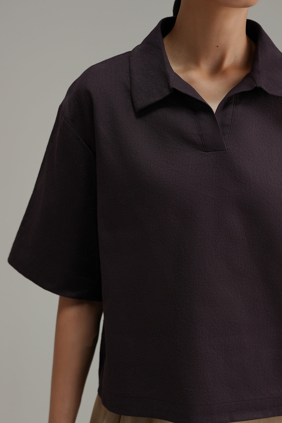 Essential Linen Overshirt - Aubergine