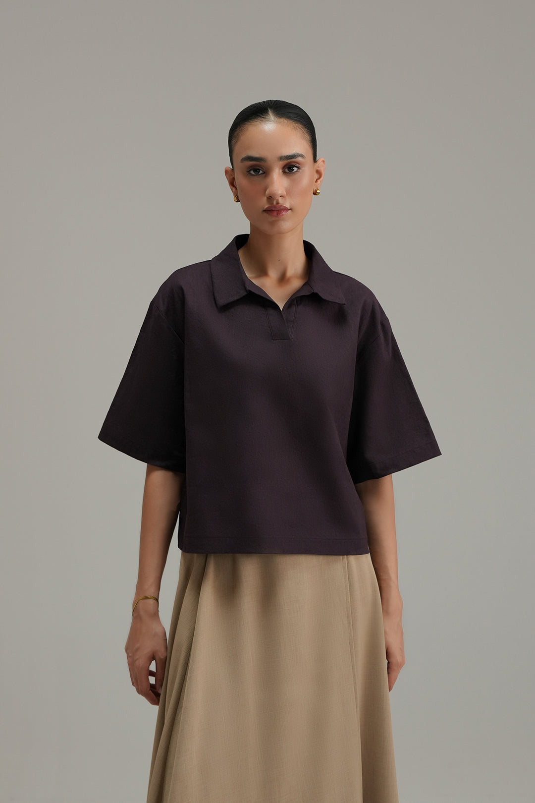 Essential Linen Overshirt - Aubergine