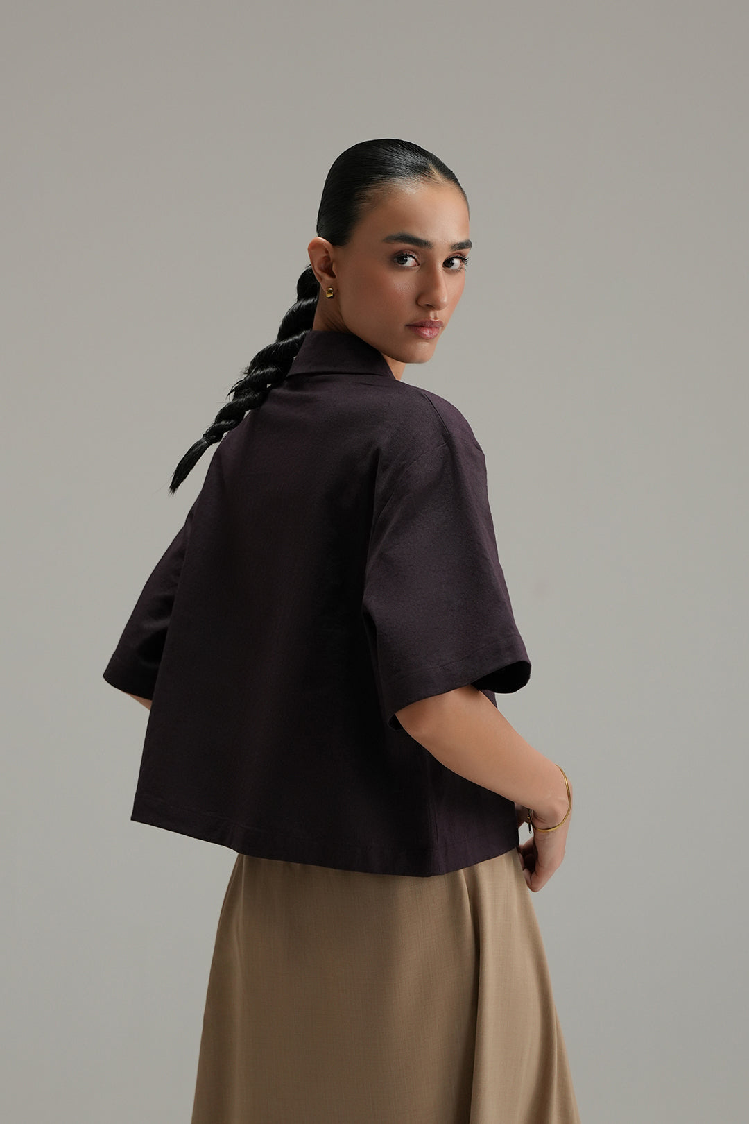 Essential Linen Overshirt - Aubergine